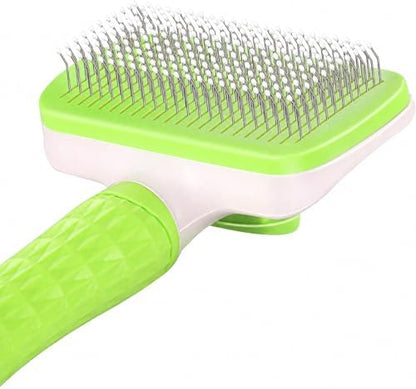 Versatile Pet Grooming Brush and Deshedding Tool - Gently Removes Loose Undercoat for Cats and Dogs, Suitable for Pet Massage (Green Light) - Image 2