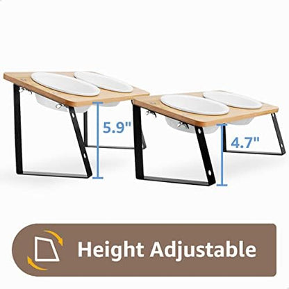 AYADA Elevated Cat Bowls Height Adjustable with Stand (Ceramic) - Image 3