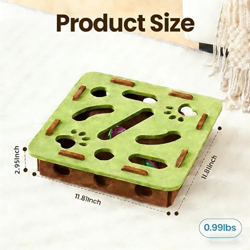Interactive Cat Puzzle Toy, Scratch Puzzle Enrichment Box with Bell, Felt Maze Box, Mental Stimulation Toy for Cats, Self Play Fun Exercise Hide Seek Moving Cat Toy for Bored Cats - Image 6