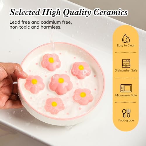 Ceramic Slow Feeder Cat Bowl, 6.3" Whisker Friendly Anti-Vomit, Blush - Image 5