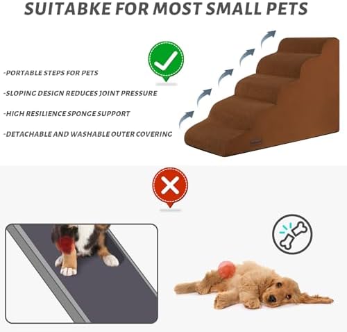 Aodisman Dog Stairs for High Bed,5-Step Pet Ramp for Small Dogs and Cats - Image 4