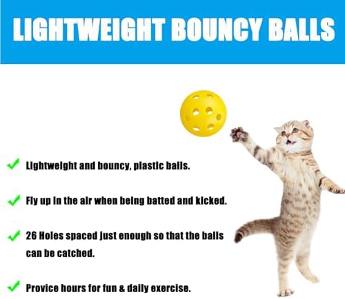 12Pcs Cat Ball Toy, Low Noise No Bells Holey Plastic Cat Balls, Funny Interactive Cats Toys for Indoor Cats, Firm Toy Balls for Kitten Puppy Ferret Bird (1.65", Yellow) - Image 4