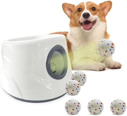 Automatic Ball Launcher for Dogs ，The Upgraded Premium Ball Thrower Adjustable Distance 20-45ft Including 6 PCS 2.3-inch Sized ETPU Balls, Interactive Dog Toys Suitable for Small to Medium Sized Dogs by Mloowa