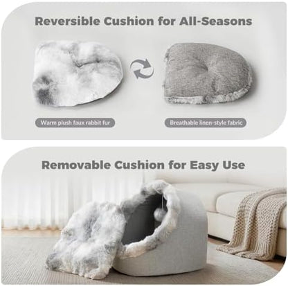 Avont Cat Bed Cave for Indoor Cats, Semi-Enclosed with Washable Cushion - Image 6
