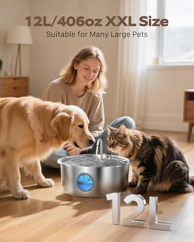 Dog Water Fountain for Large Dogs: Stainless Steel Dog Fountain Water Bowl - Image 3