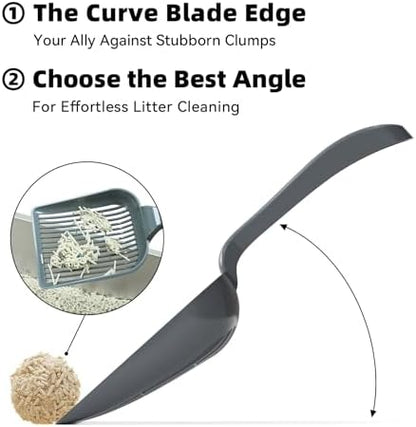 Booche Large Cat Litter Scoop, fits All Boxes, Fast sifting for Kitten Poop, Reduces Hand Fatigue, Saves Litter, speeds scooping. Includes Holder. - Image 3