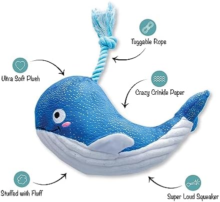 Fringe Studio Plush Dog Toy, Whale, Hello There, Pet Shop Collection (314283) - Image 2
