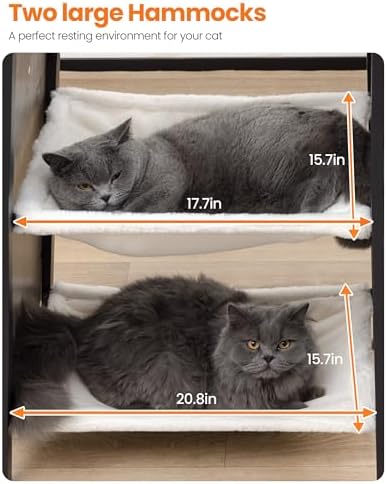 56in Modern Wood Cat Tree Tower for Indoor Cats with Hammock - Image 3