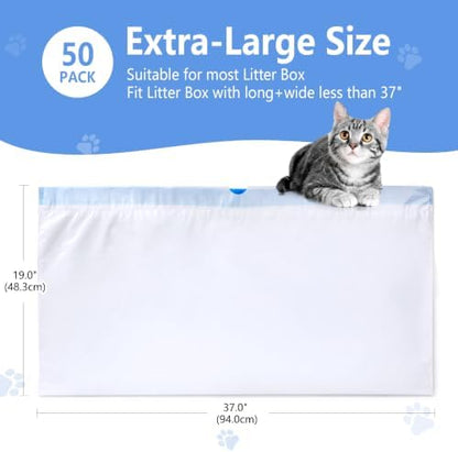 50 Pack Cat Litter Liners Large 37x19" Jumbo Drawstring Litter Bag - Image 2