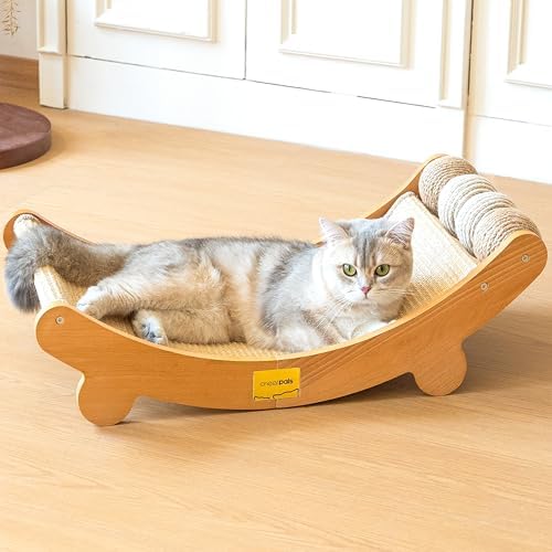 CHEERPALS Sisal Cat Scratcher Bed with Balls Wooden Cat Furniture(Large) by CHEERPALS