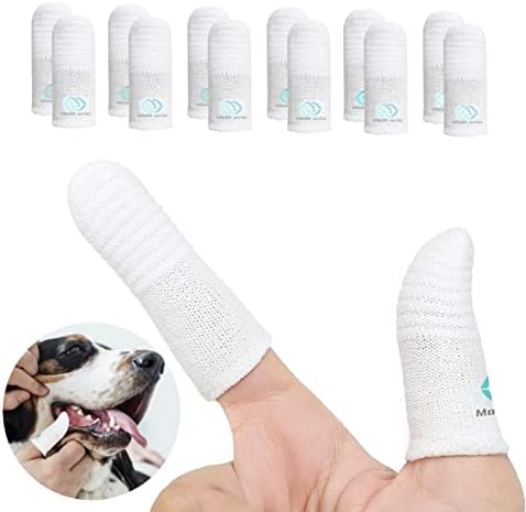 Pet Toothbrush for Small to Large Dogs Cats,Soft High Grade Finger Toothbrush,Teeth Oral Cleaning,Dental Care, 1 Set for Two Fingers White (12) by Moiilavin