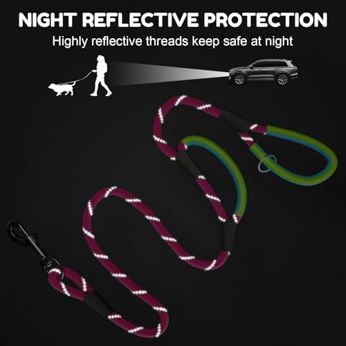 Dog Leash Heavy Duty 4/5/6ft XiaZ 2 Handles Dog Leashes for Medium Large Dogs 1/2 Inch 1000lb Strength Reflective PVC Waterproof-Handles Metal Hook Dual-Handle Rope Leash Nighttime Safety - Image 5