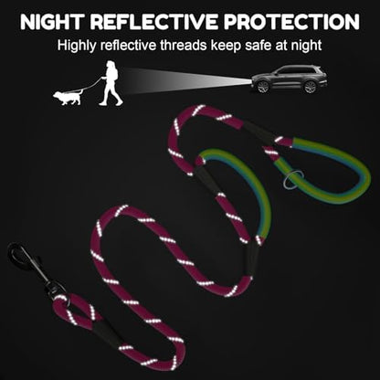 Dog Leash Heavy Duty 4/5/6ft XiaZ 2 Handles Dog Leashes for Medium Large Dogs 1/2 Inch 1000lb Strength Reflective PVC Waterproof-Handles Metal Hook Dual-Handle Rope Leash Nighttime Safety - Image 5