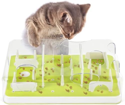 ALL FOR PAWS Interactive Cat Puzzle Feeder & Slow Feed Toy – Mental Stimulation Treat Dispenser Maze for Indoor Cats, Enrichment & Cat Food Toy by Home