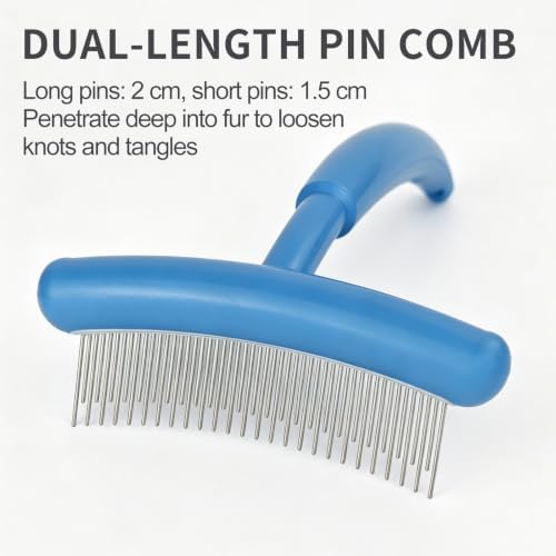 Stainless Steel Pet Dematting Deshedding Brush,Pet Grooming Tool(Purple) - Image 2