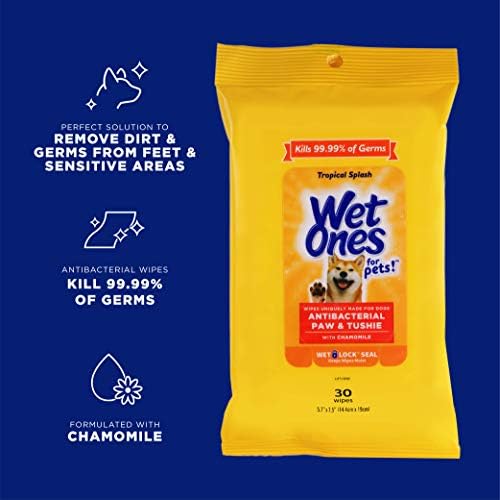 Wet Ones for Pets Paw and Tushie Dog Wipes with Chamomile, Tropical Splash Scent - Cleansing Grooming Wipes for Dog Paws and Butt Between Baths, Wet Lock Seal, 30 Count - 24 Pack - Image 5