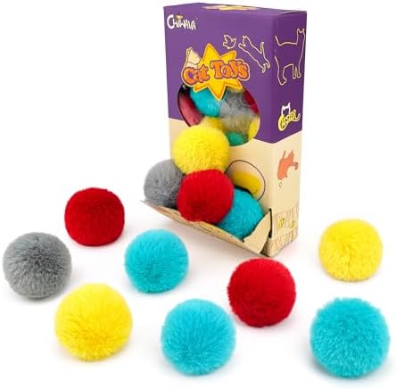 CHIWAVA 24PCS 1.8" Catnip Furry Cat Toys Ball Soft Pom Pom Balls Kitten Toy - Image 2