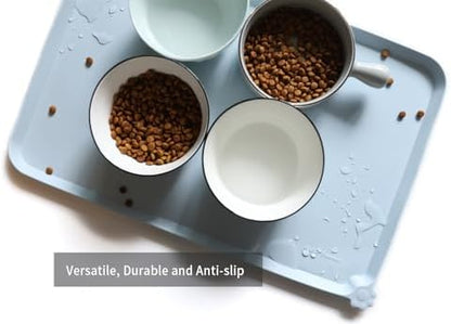 Hoki Found L Silicone Non Slip Pet Dog Cat Bowl Mats - Placemat - Feeding Mat - Waterproof - For Carpet - Frost - Image 4