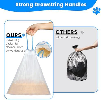 60 Count Cat Litter Box Liners Bags, Extra-Thick Cat Waste Bags for Self-Cleaning Litter Box, Drawstring Litter Liner Trash Bags for Automatic Box Self Cleaning-17.7" x 19.68" - Image 5
