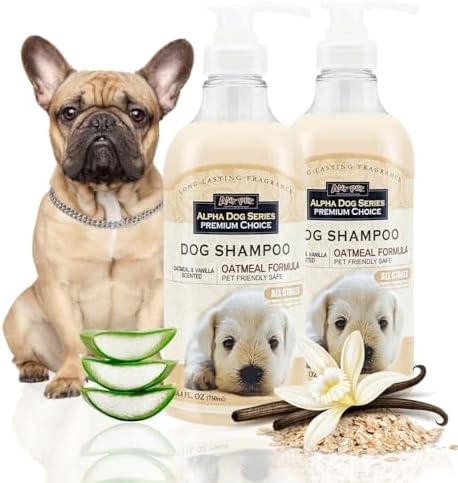 All Natural Anti Itch Oatmeal Shampoo + Conditioner for Dogs | Hypoallergenic Soothing Relief for Dry, Itchy, Bitten or Allergy Damaged Skin (Pack of 2) by AlphaDogSeries
