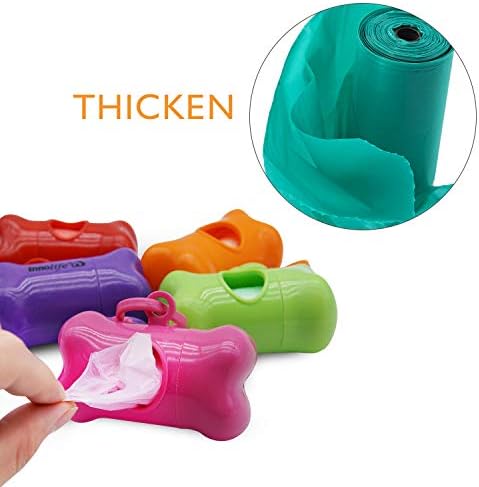 INNOLIFE Dog Poop Bag, Set of 6 Bone Shaped Dispensers + 90pcs Pet Waste Bags, Dog Waste Bags, Bulk Poop Bags on a roll, Clean up Poop Bag - Image 2