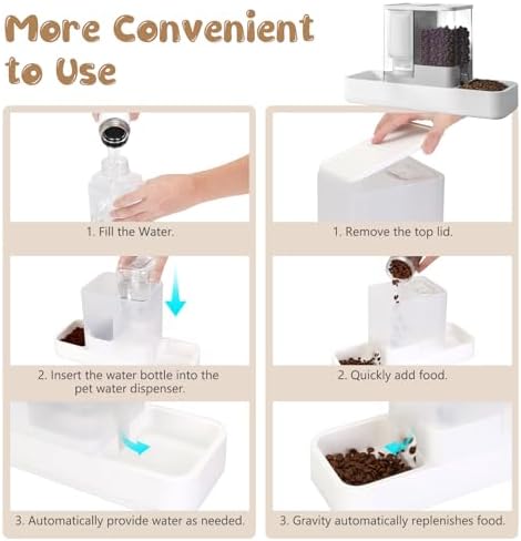 GearRoot Automatic Cat Feeder and Water Dispenser, 2 in 1 Gravity Pet Food Feeder and Water Dispenser Detachable Cat Food Dispenser for Small Dogs and Cats, White - Image 3