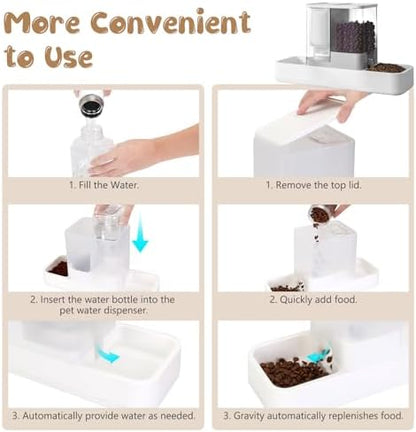 GearRoot Automatic Cat Feeder and Water Dispenser, 2 in 1 Gravity Pet Food Feeder and Water Dispenser Detachable Cat Food Dispenser for Small Dogs and Cats, White - Image 3