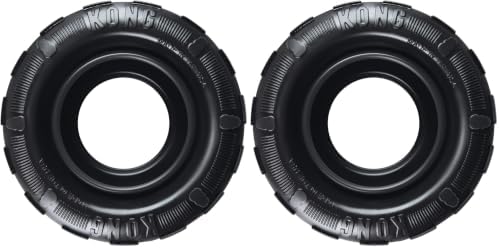 KONG Extreme Tires Most Durable Natural Rubber Chew & Fetch Toy - Treat Dispenser Dog Tire Toy - Pet Supplies for Outdoor & Indoor Play - for Medium/Large Dogs (Pack of 2) by KONG