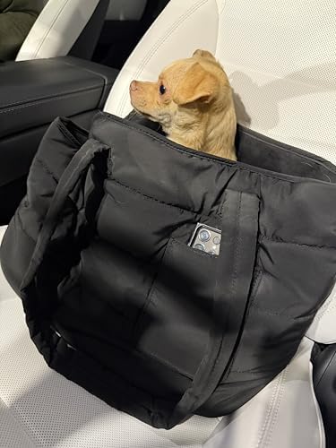 Dog Purse Carrier for Small Dogs, Puffer Dog Bag, Portable Travel Tote Bag for Small Dogs, with Safety Leash & Phone Pocket - Image 4