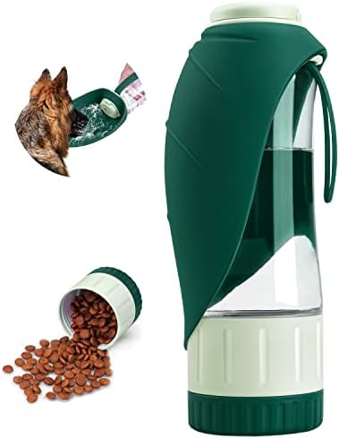 TIOVERY Dog Water Bottle Dispenser for Walking, Pet Water Feeder Container Portable with Drinking Cup Bowl Outdoor Hiking, Travel 20OZ Large Green by TIOVERY