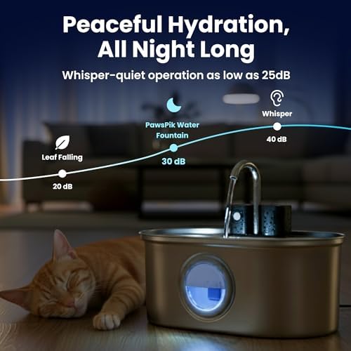 PawsPik Cordless Automatic Dog & Cat Water Fountain Stainless Steel, 3.2-L - Image 3