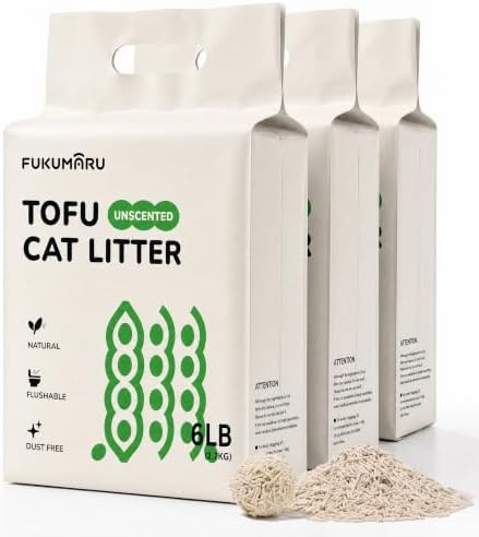 FUKUMARU Tofu Cat Litter, Unscented, Plant-Based, Clumping, Low Dust, 18 lb by FUKUMARU