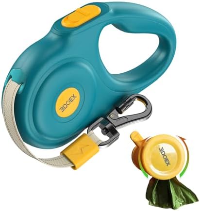 Retractable Dog Leash 10FT for Small & Medium Dogs, Sturdy Heavy-Duty Nylon Tape with Secure Locking Carabiner & Poop Bag Holder, Smooth One-Hand Control, Anti-Slip Handle, Tangle-Free Design (Green) by 3DOEXTECHSTYLE%E2%80%8B