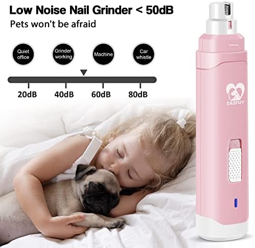Casfuy Dog Nail Grinder Upgraded - Professional 2-Speed Whisper-Quiet Electric Pet Nail Trimmer Painless Paws Grooming & Smoothing for Small Medium Large Dogs & Cats - Image 3