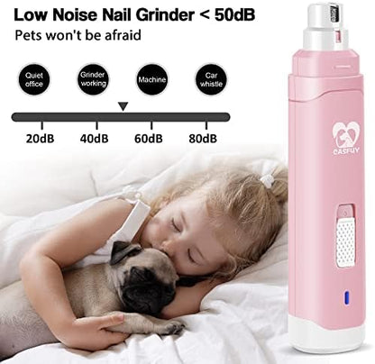 Casfuy Dog Nail Grinder Upgraded - Professional 2-Speed Whisper-Quiet Electric Pet Nail Trimmer Painless Paws Grooming & Smoothing for Small Medium Large Dogs & Cats - Image 3