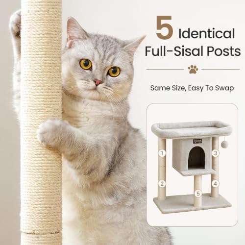 Cat Tree Tower Scratching Post for Indoor Large Adult Cats with Perch Bed - Image 3