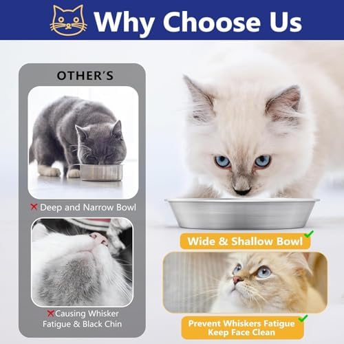 4-Pack 304 Stainless Steel Cat Food Bowls, Non-Slip Basic Dishes - Image 4