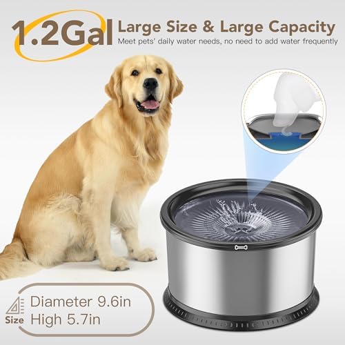 4.5L Stainless Steel Dog Water Bowl, No Spill Water Bowl for Dogs - Image 2