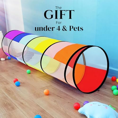 Kids Play Tunnel,Pop Up Crawl Through Tunnel Play Tent for Baby Kids Children or Pet,Foldable Pop Up Tents with Carry Bag (Colorful Play Tunnel with Mesh) - Image 4