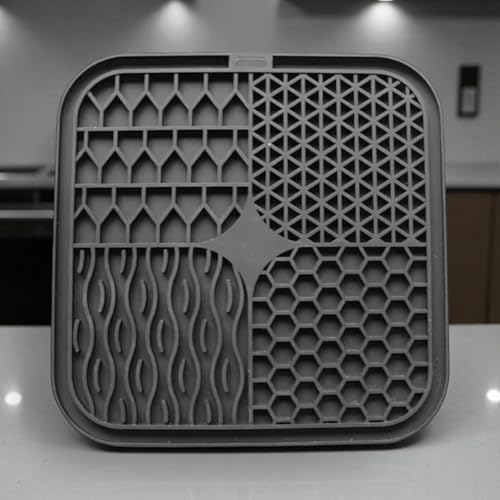 Dog, cat Silicone Food Grade Licking mat Slow Feeder Great for Yogurt,Peanut Butter Cold Smear Treats (Black, Medium) by PAWFECTBEDCOMPANYANDSUPPLY