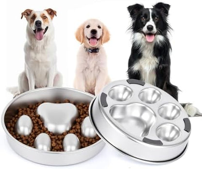 Slow Feeder Dog Bowl for Fast Eating Dogs Heavy Duty Stainless Steel 8.2" with Non-Slip Base, Raised Obstacle Slow Down Eating for Small Medium Large Dogs, Reduces Bloat & Indigestion, Dishwasher Safe by Unknown