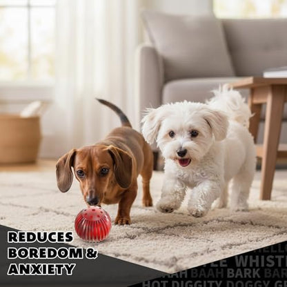 Pet Qwerks Blinky Babble Ball - Flashing Interactive Chew Dog Toy - Small - Image 5