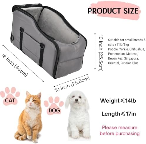 Center Console Dog Car Seat for Small Dogs Under 13LBS Grey - Image 2