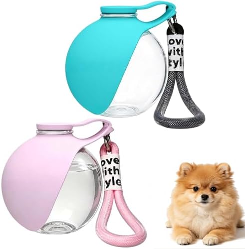 2Pcs Dog Water Bottle, 2 in 1 Portable Dog Water Bottle with Bowl, Portable Water Bottle for Small Dogs, Leak Proof Travel Dog Water Bottle for Walking Hiking (Blue and Pink) by Niaoyun
