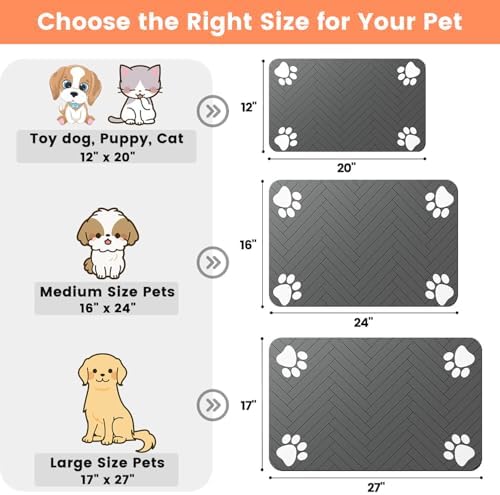 Pet Feeding Mat-Absorbent Pet Placemat for Food and Water Bowl, with Waterproof Rubber Backing, Quick Dry Water Dispenser Mat for Dog and Cat (24"x16", Striped Dark Gray) - Image 6