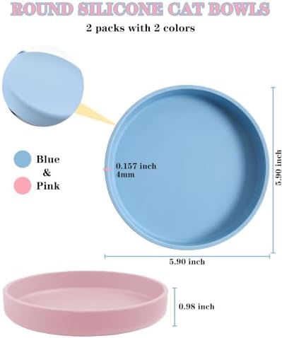 2Packs Silicone Cat Food Bowl - 5.9in Shallow Cats Bowls Relief Whisker Fatigue Cat Plates for Kitten Puppy and Small Pets Feeding Dishes - Image 3
