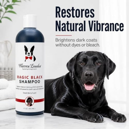 Warren London Magic Black Dog Shampoo | Brightens Any Dog Coat | Formulated for Darker Dog Coats | Puppy and Cat Safe Grooming Supplies | Berry Scent 128 Ounce, Made in USA - Image 3