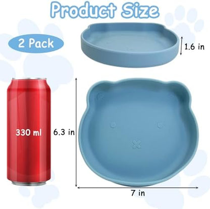 Silicone Cat Bowl with Suction Cup 7in Shallow Dog Food Dishes - Image 2