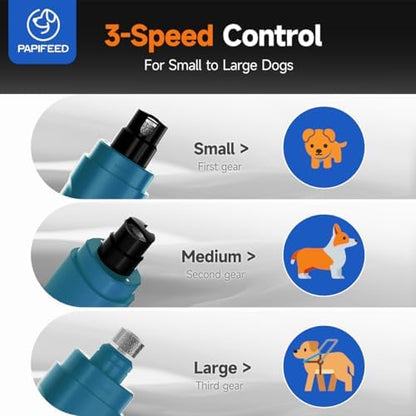 PAPIFEED Dog Nail Grinder with LED Light, Ultra Quiet 3-Speed Electric Nail File for Small Medium Large Dogs & Cats, Rechargeable Pet Nail Grinder with Trimmer (Blue) - Image 4