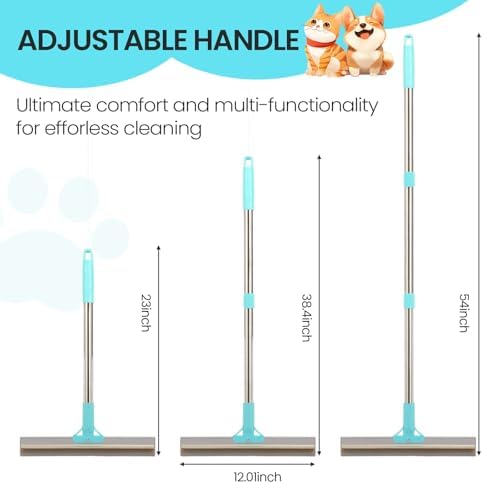 Carpet Rake for Pet Hair Removal, 2 in 1 TPU and Copper Rake Teeth, Adjustable Long Handle, Double-Sided Reusable Dog Cat Fur Remover with Hair Removal Glove, Pet Fur Rake for Rugs, Mats - Image 4